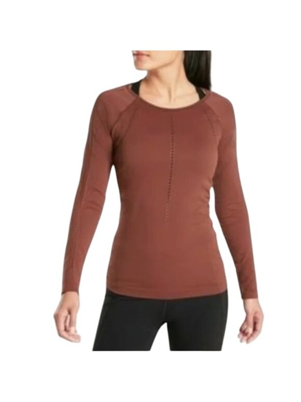 Athleta womens Brown Foothill  Long Sleeve Top shirt size XL Nylon Performance
